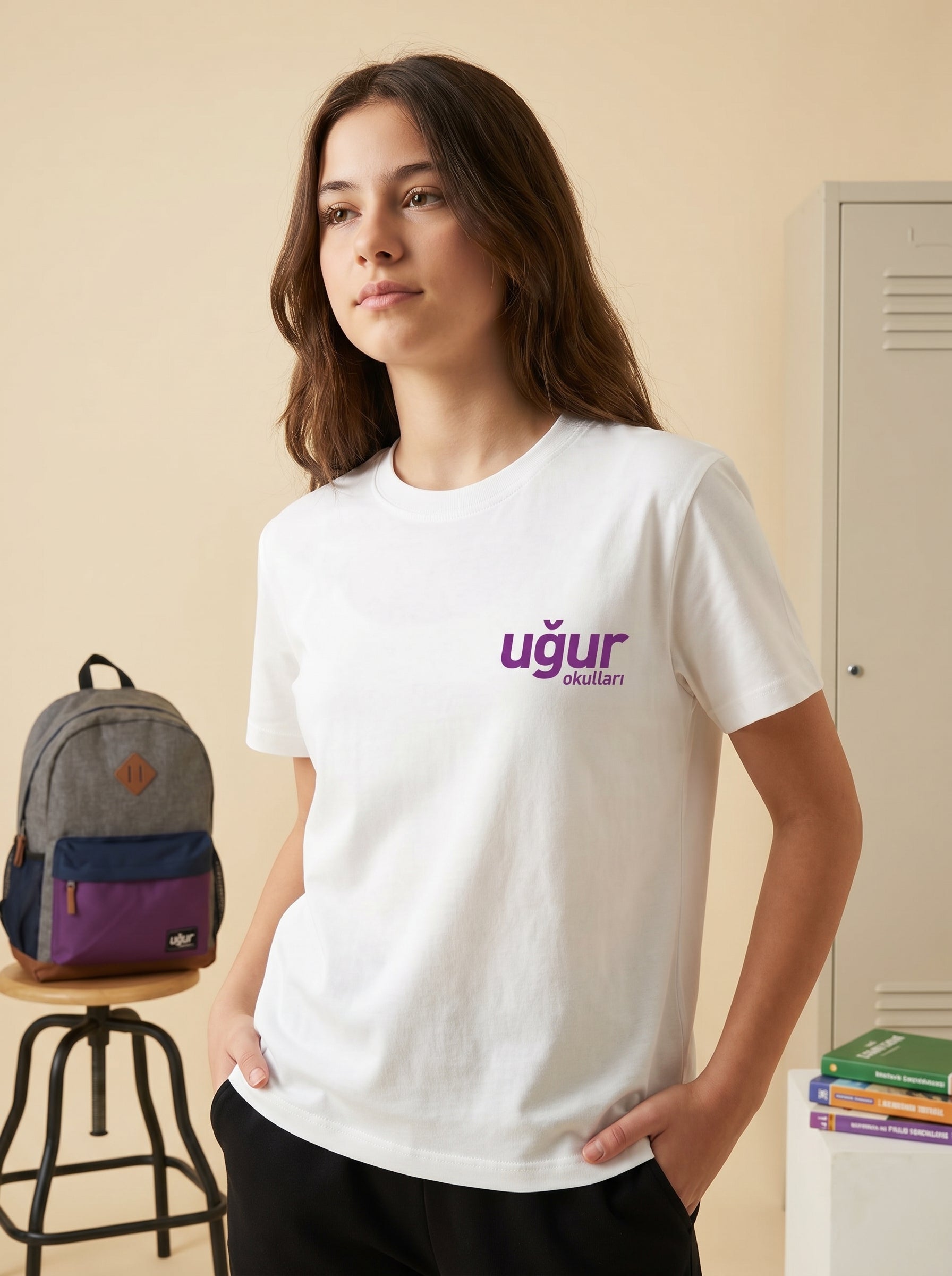 Uğur Okulları Logo Baskılı T-Shirt