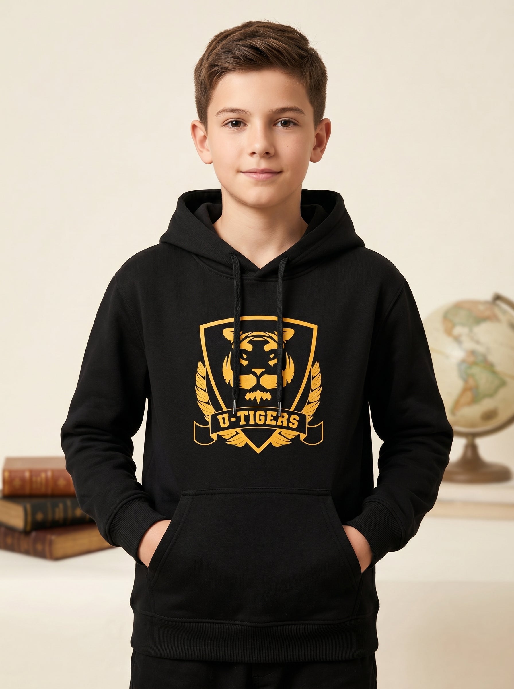 Tigers Club Logo Baskılı Kapüşonlu Sweatshirt