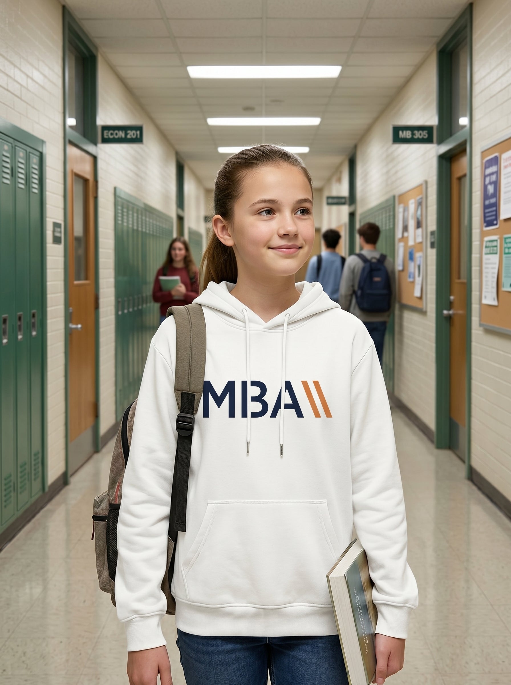 MBA Baskılı Kapüşonlu Sweatshirt