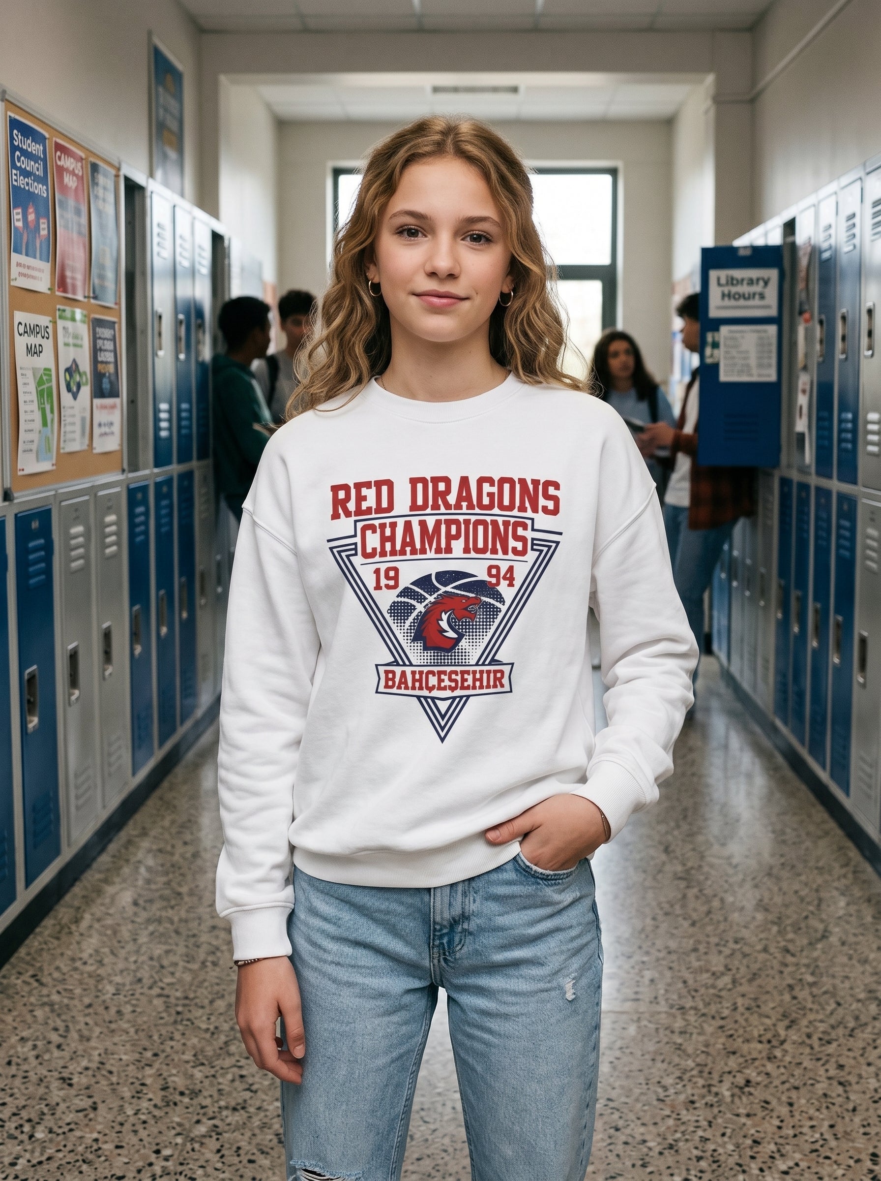 Bahçeşehir Red Dragons Beyaz Sweatshirt