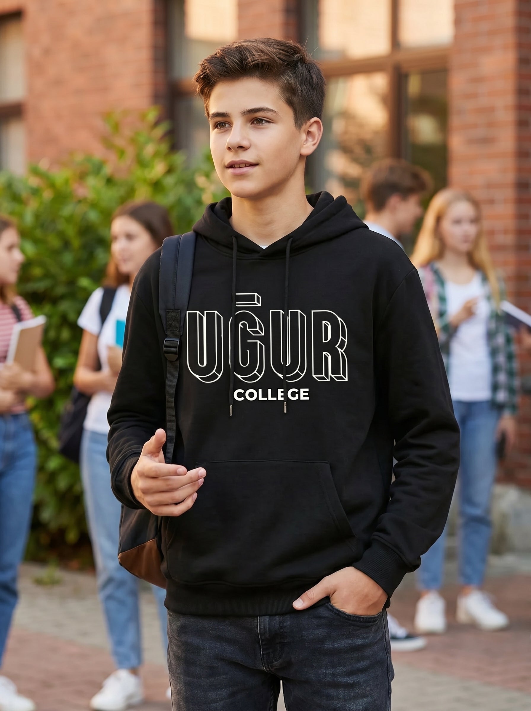 Uğur College Baskılı Kapüşonlu Sweatshirt