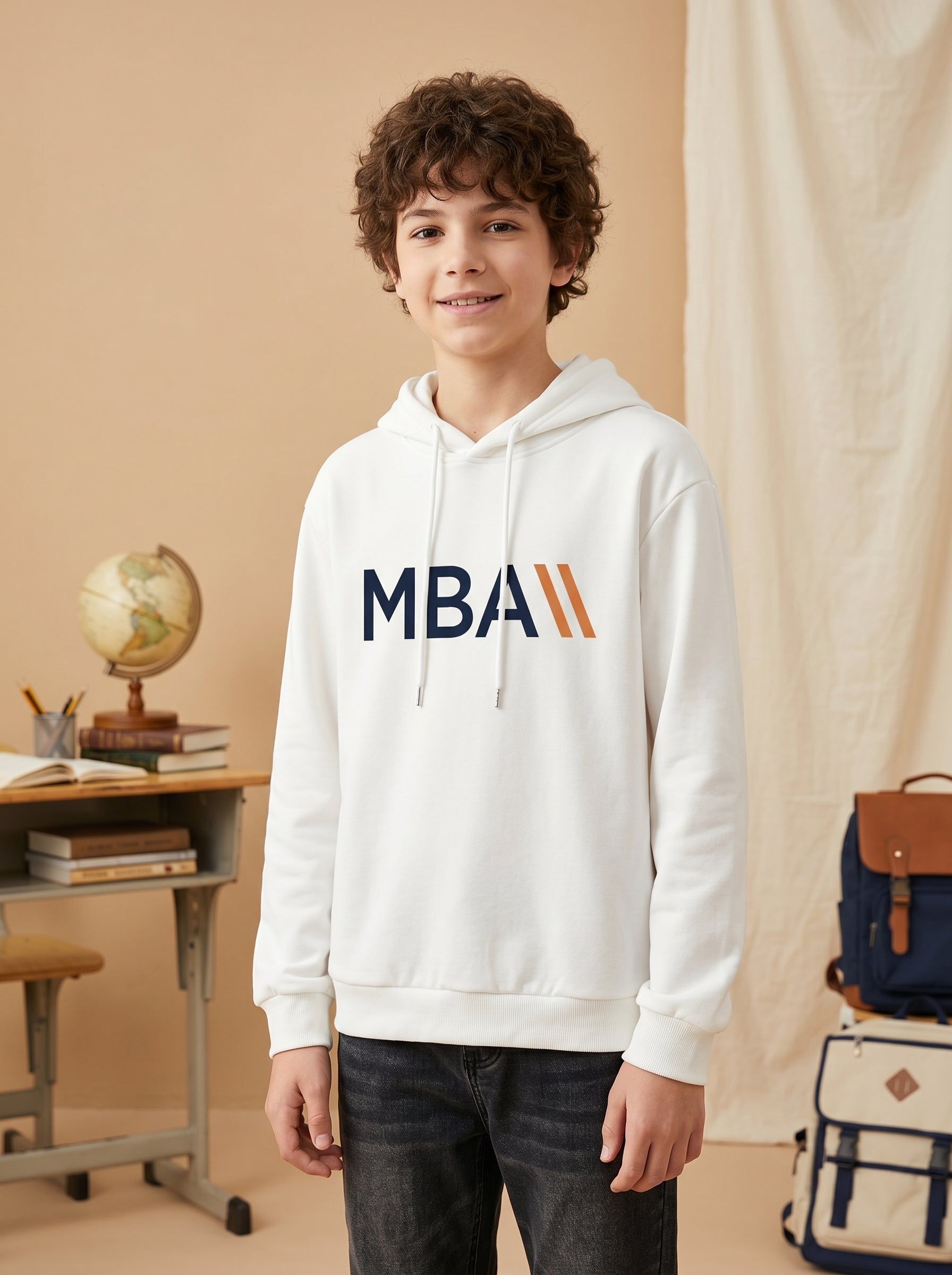 MBA Baskılı Kapüşonlu Sweatshirt