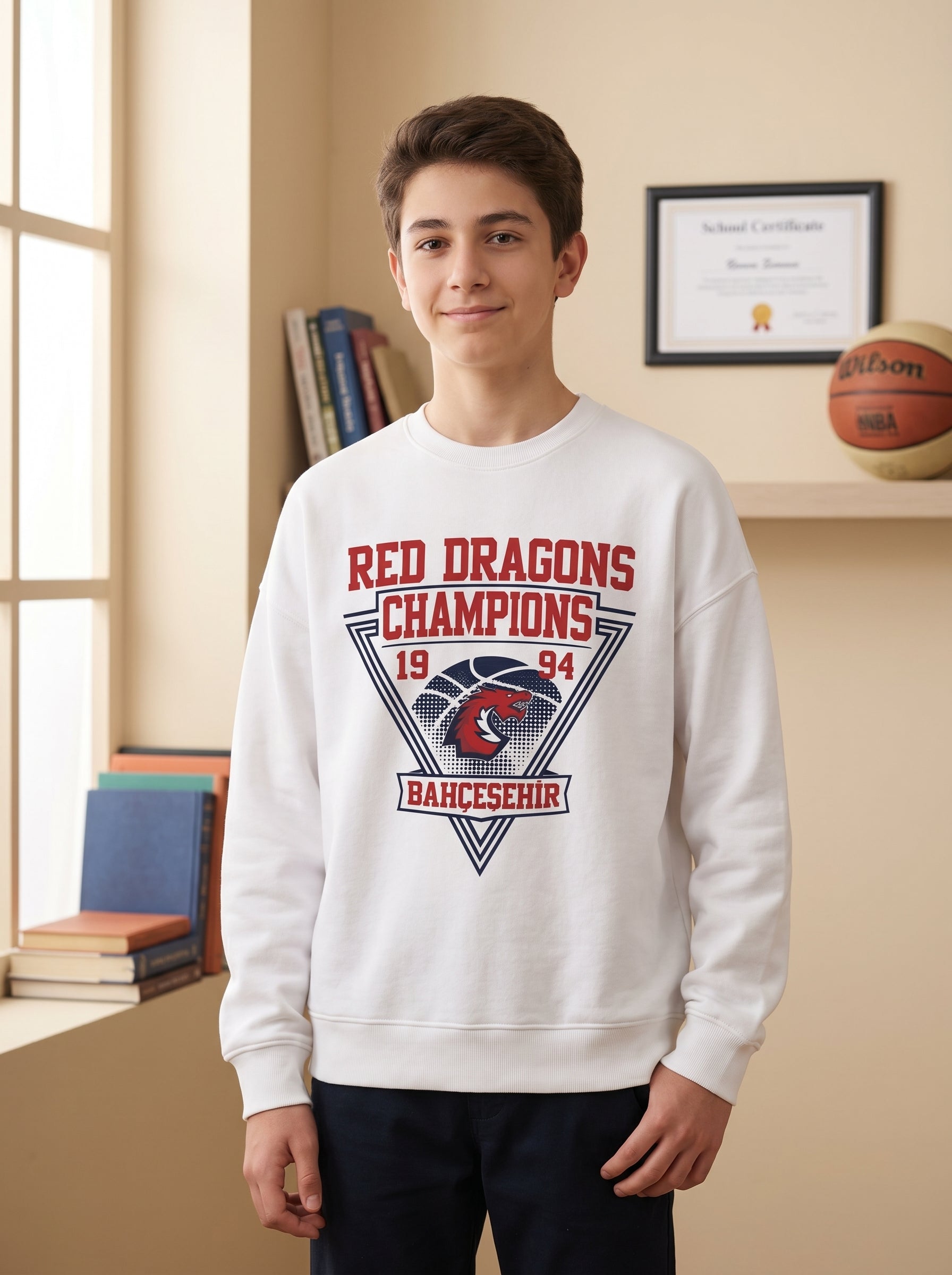 Bahçeşehir Red Dragons Beyaz Sweatshirt