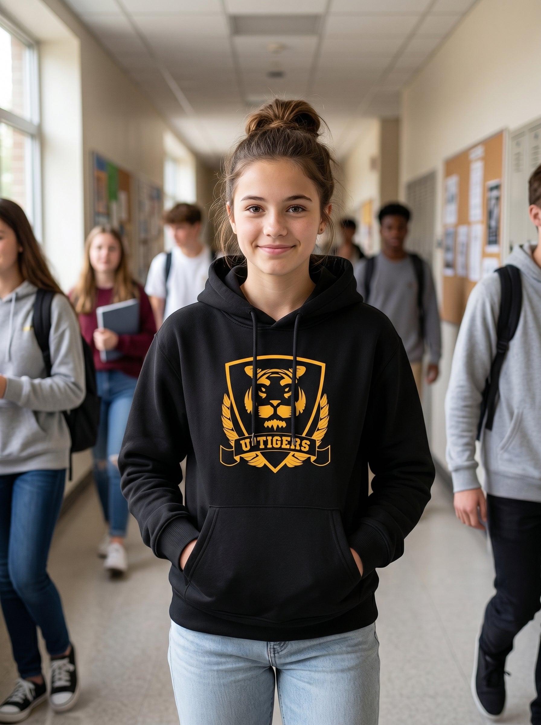 Tigers Club Logo Baskılı Kapüşonlu Sweatshirt